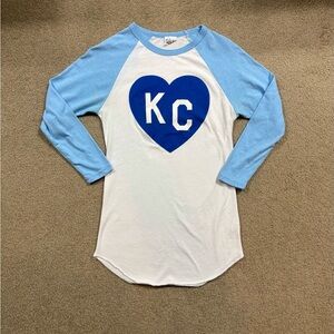 Blue and White Long Sleeve Heart Tee